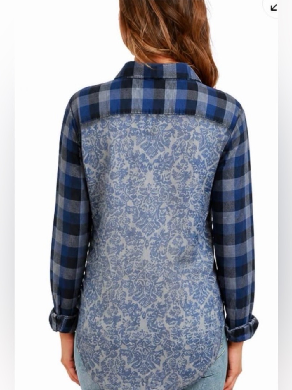White Crow Blue Plaid Button-Down Shirt S - Picture 3 of 11